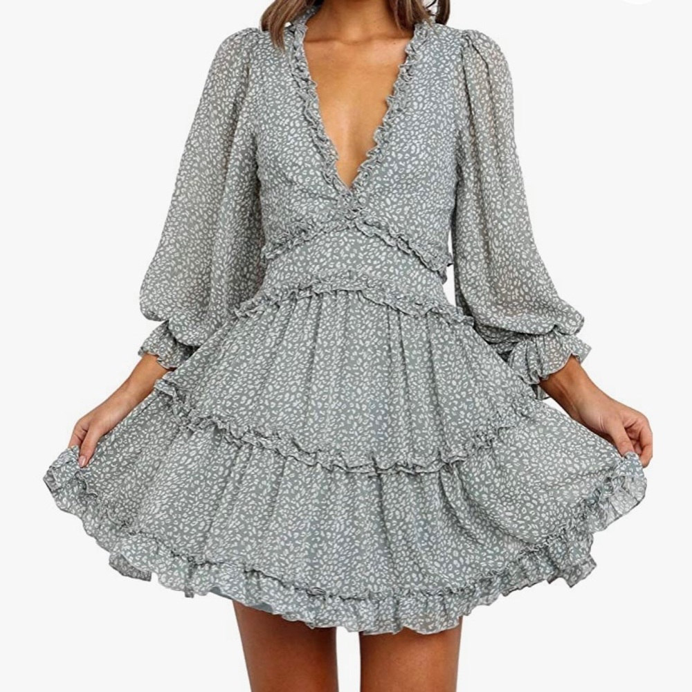 Ruffle Layer Backless Swing Mini Dress